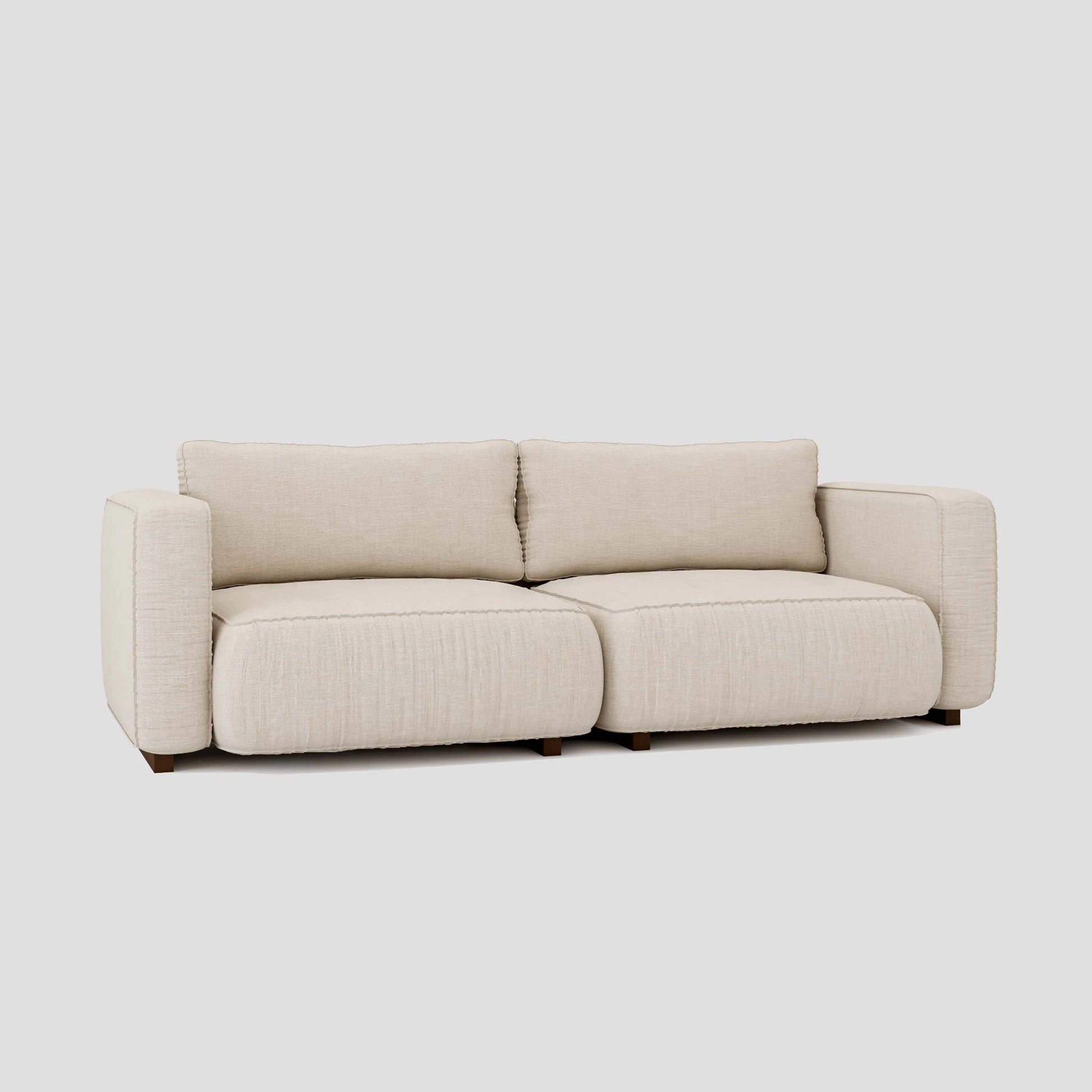 Modern two seater scandinavian sofa with a beech frame and washable covers.