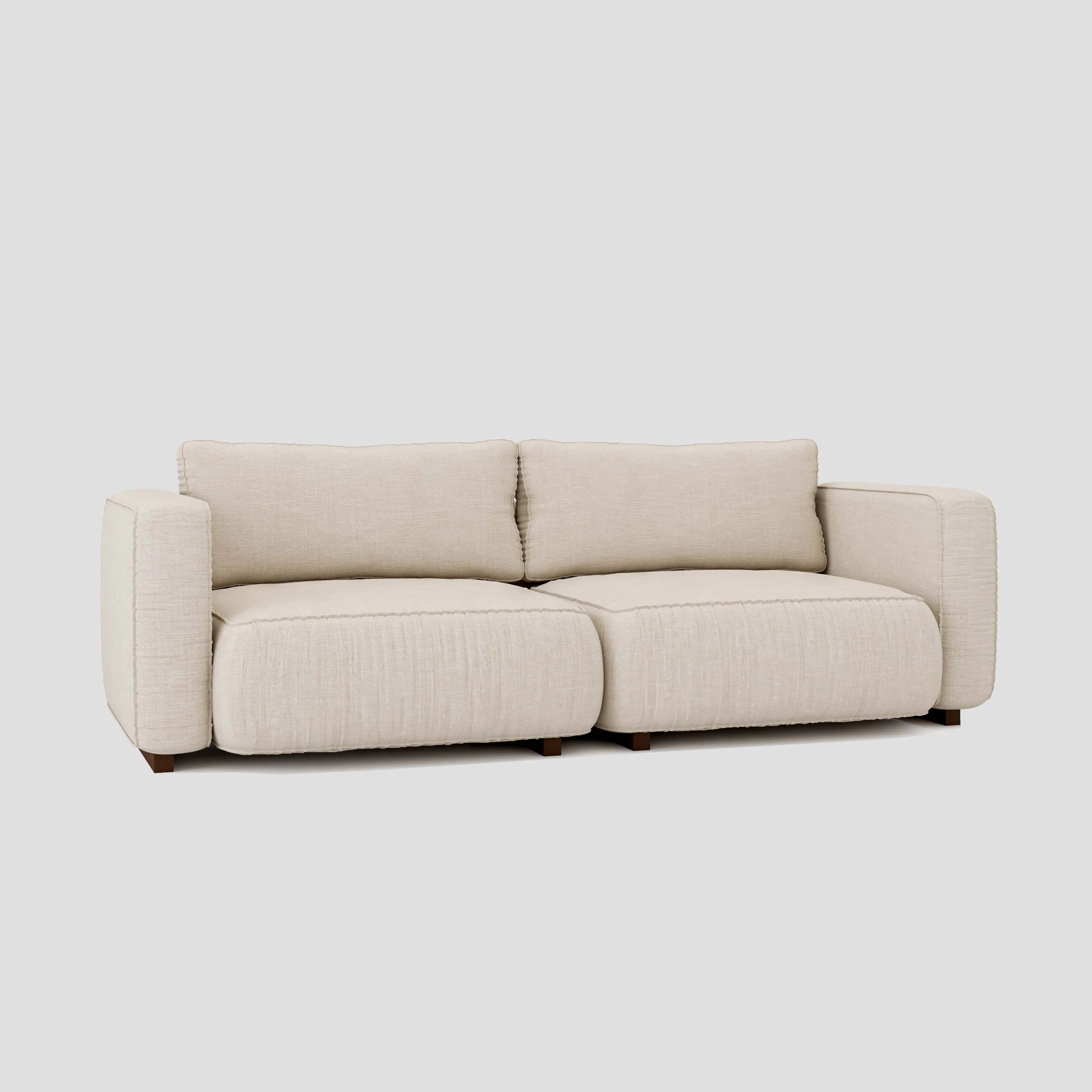 Modern two seater scandinavian sofa with a beech frame and washable covers.