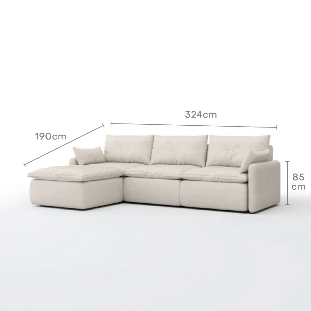 Sink-in L-Shape Sofa (Beige)