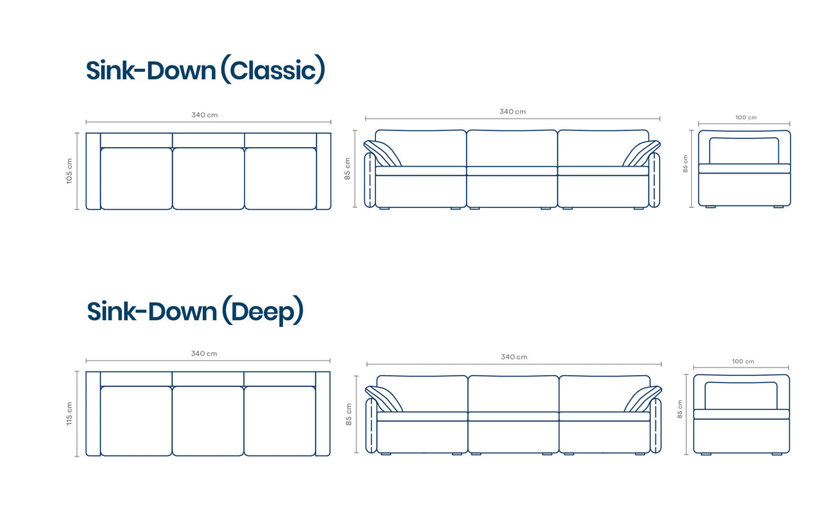 Sink-down 3 Seater Sofa