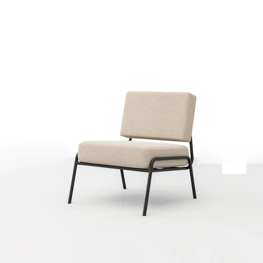 Milton Armless Armchair in metal legs, featuring modern styling, perfect for living rooms.