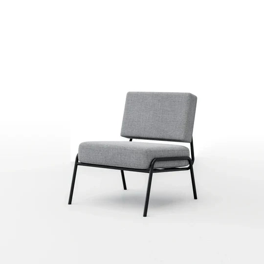 Milton Armless Armchair in metal legs, featuring modern styling, perfect for living rooms.