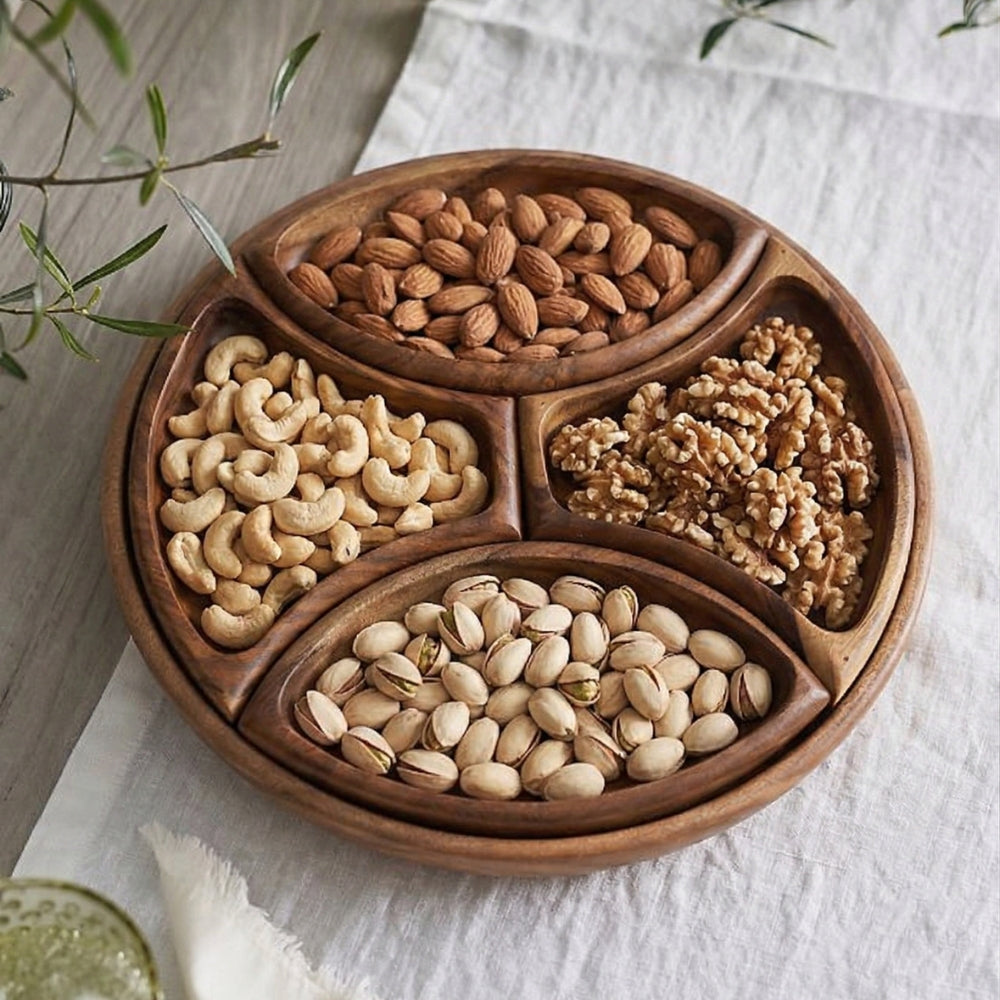 طبق مكسرات خشبي لوتس