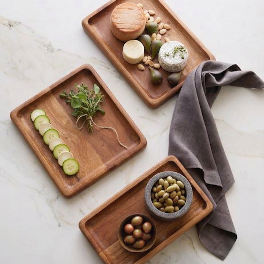 Wooden Rectangle Tray Set