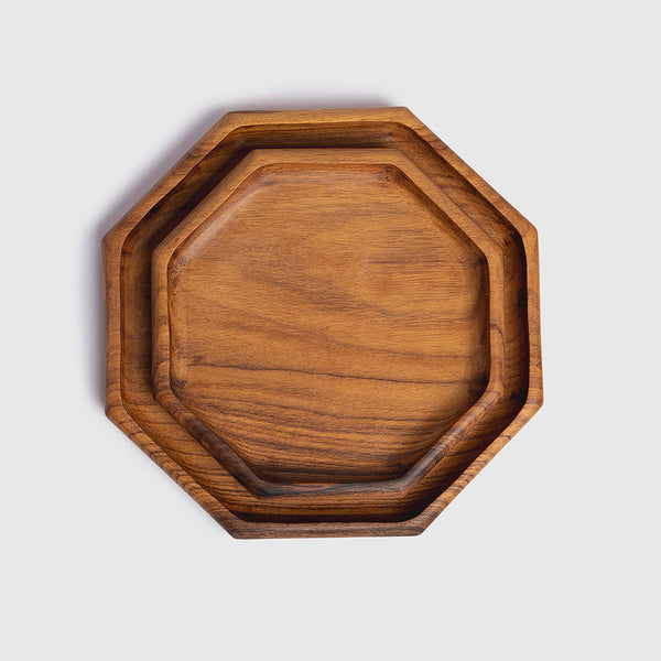 Wooden Octagon Plate Set of 2