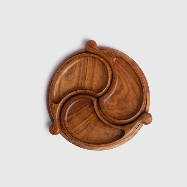 Triple Wooden Plate