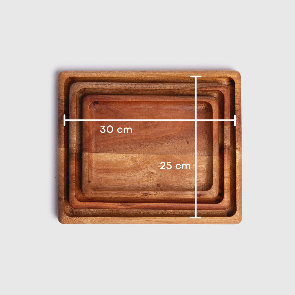 Wooden Rectangle Tray Set